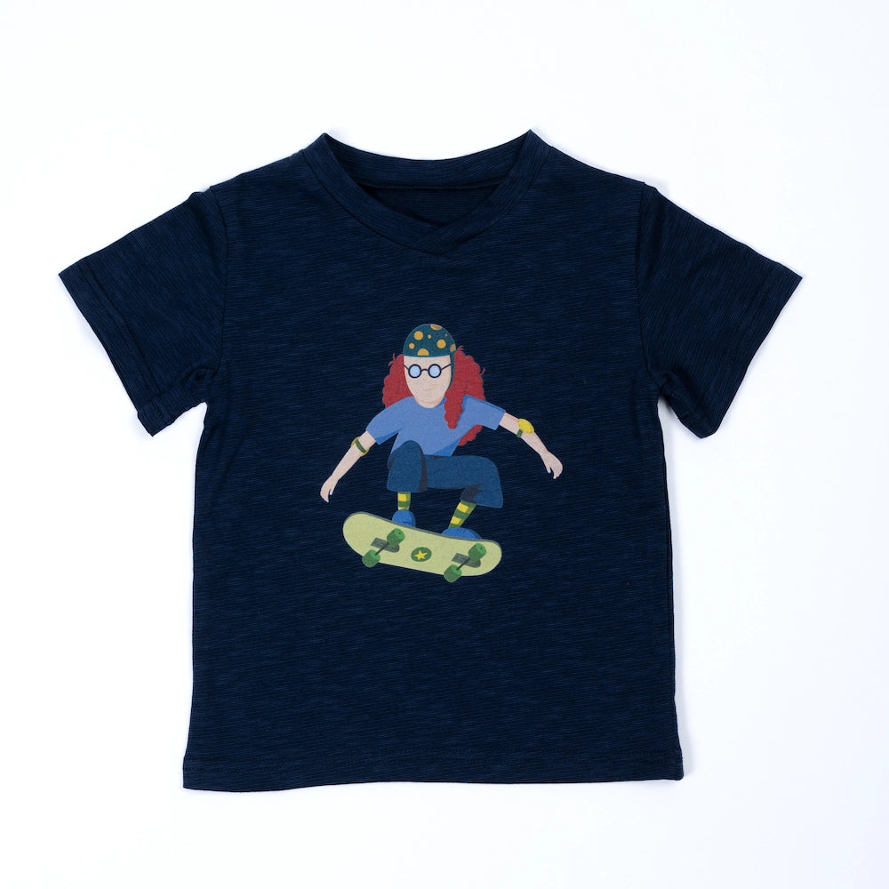 pauakids Shirt mit Skateboard Kind, Unisex, Biobaumwolle & Tencel Mix