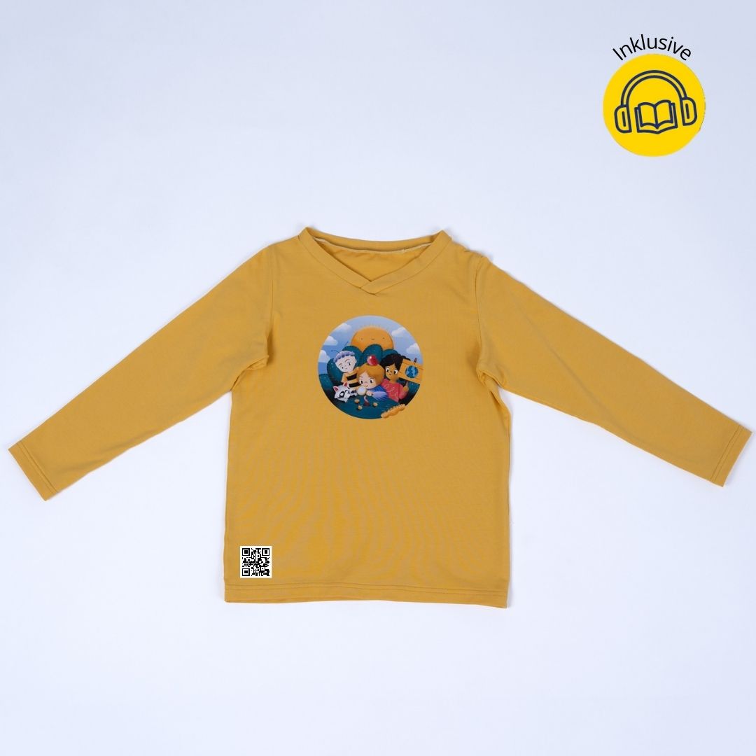 pauaStory-Shirt: gelbes Langarmshirt für Kinder mit Hörbuch