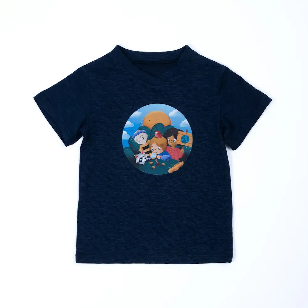 pauakids Kids for nature dunkelblau, unisex Shirt Vorderansicht