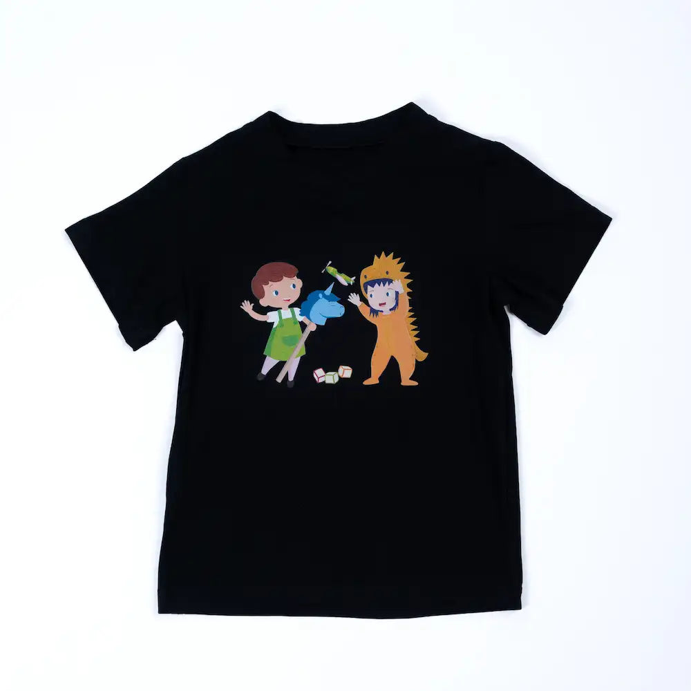 Modal Shirt von pauakids schwarz mit Kinder die sich verkleiden