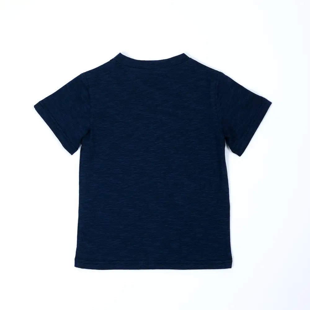 pauakids Shirt Rückenansicht von dunkelblauem Biobaumwoll-Tencel-Mix
