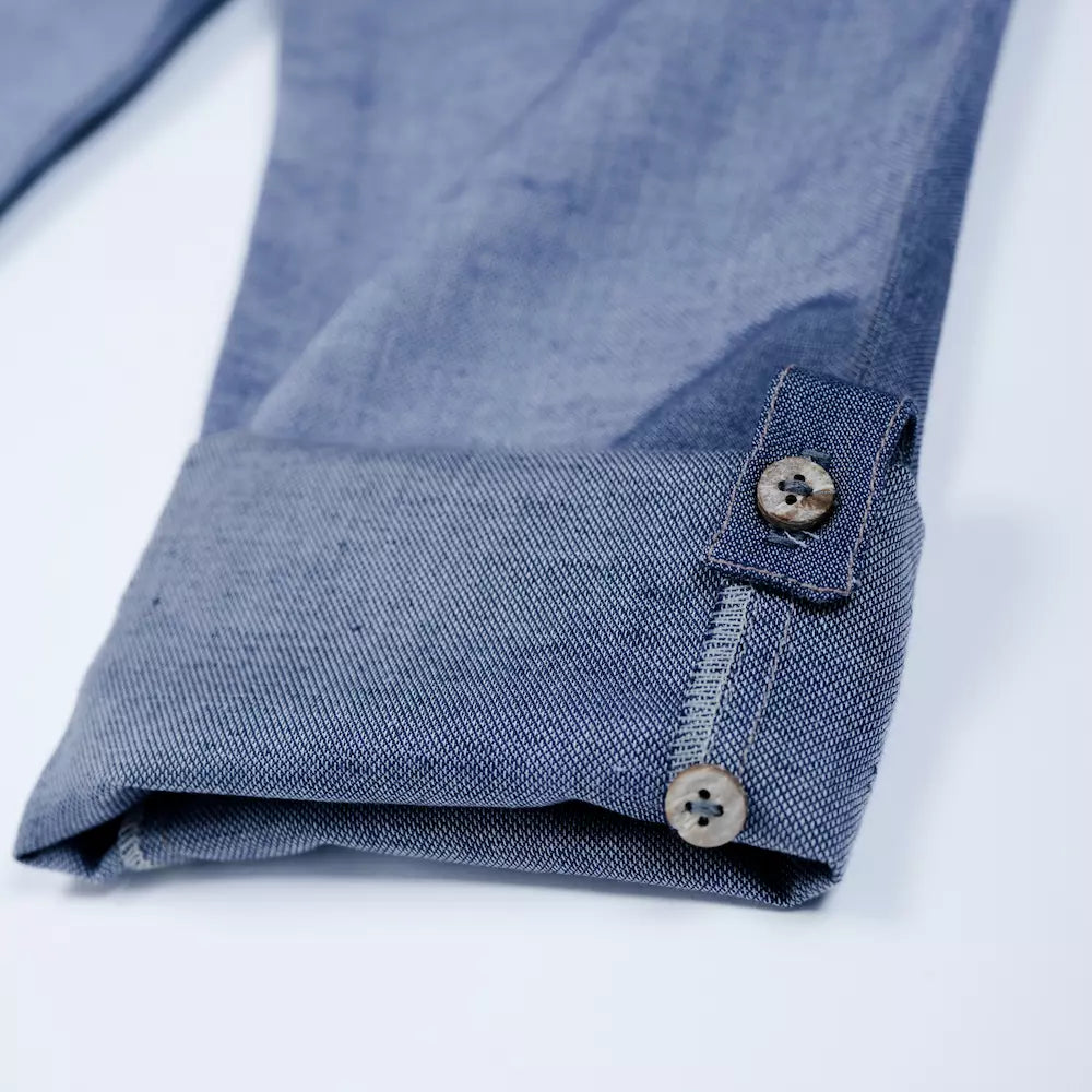 pauakids Hose blau Beinverlängerung mit Kokosnussknöpfen