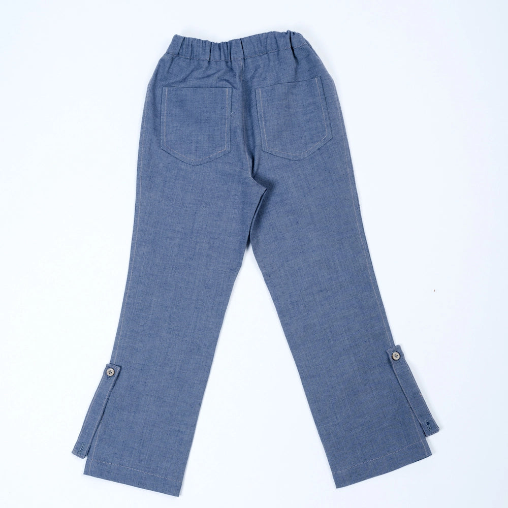 pauakids Mitwachs-Hose blau, beide Beine lang Rückansicht