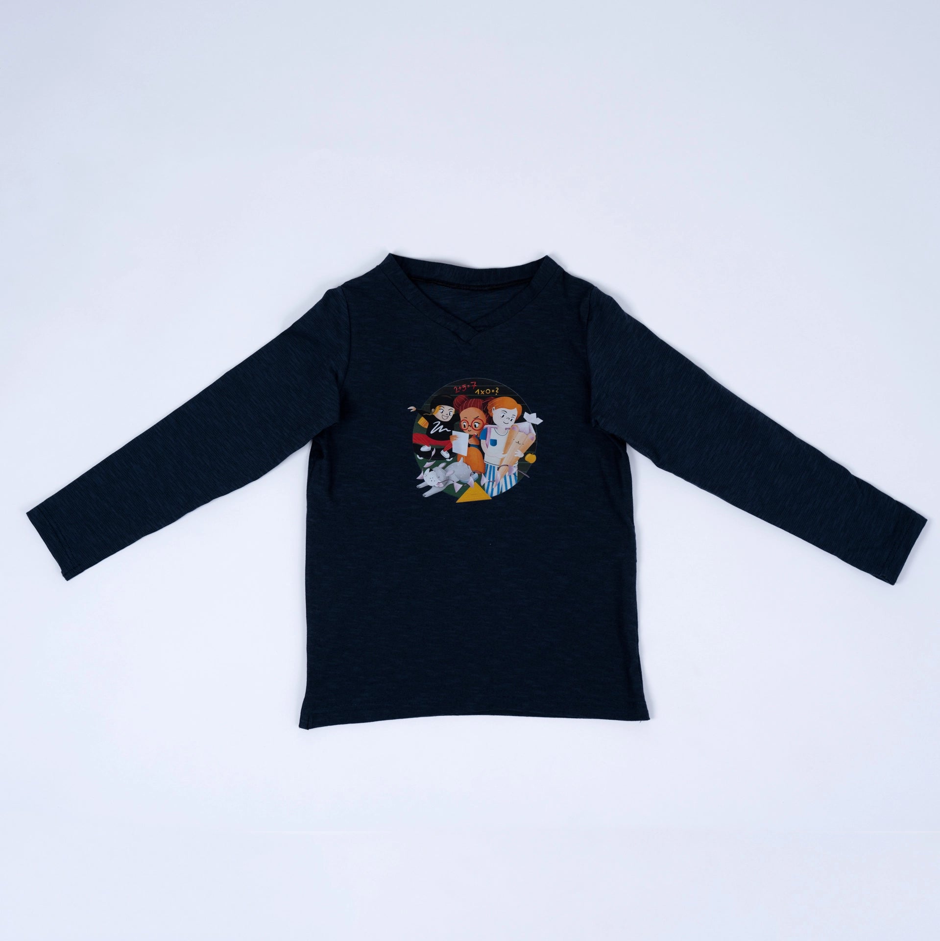 pauakids Unisex Longsleeve dunkelblau mit Schulprint