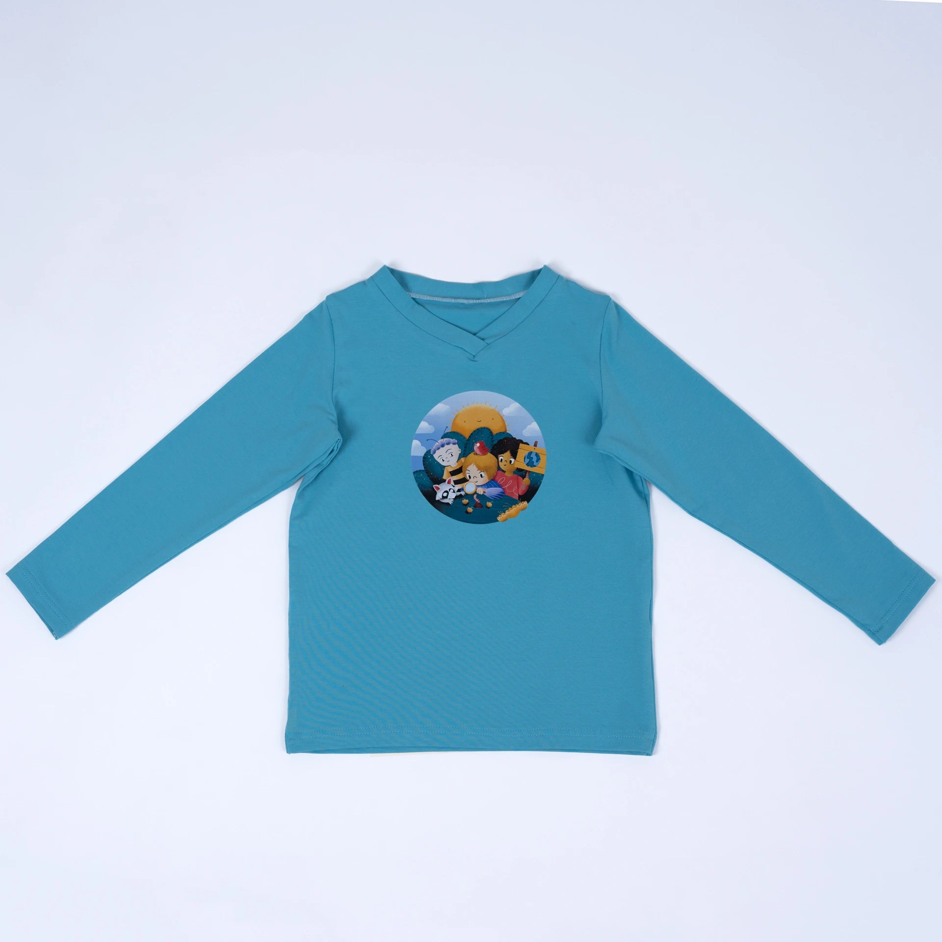 pauakids Longsleeve mit Green Generations Print, Biobaumwolle, in aqua