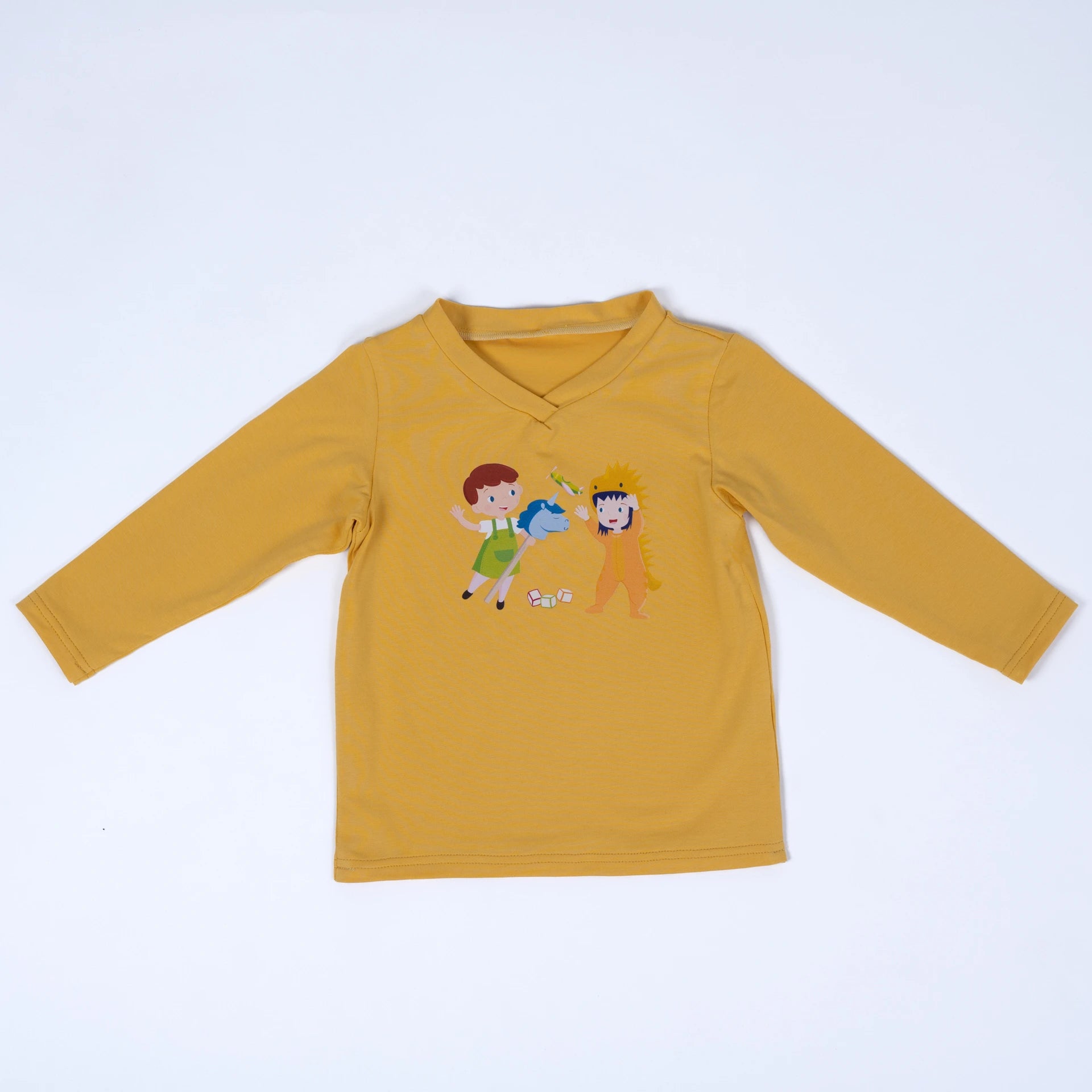 pauakids Unisex Langarmshirt "Verkleiden" in Biobaumwolle in gelb