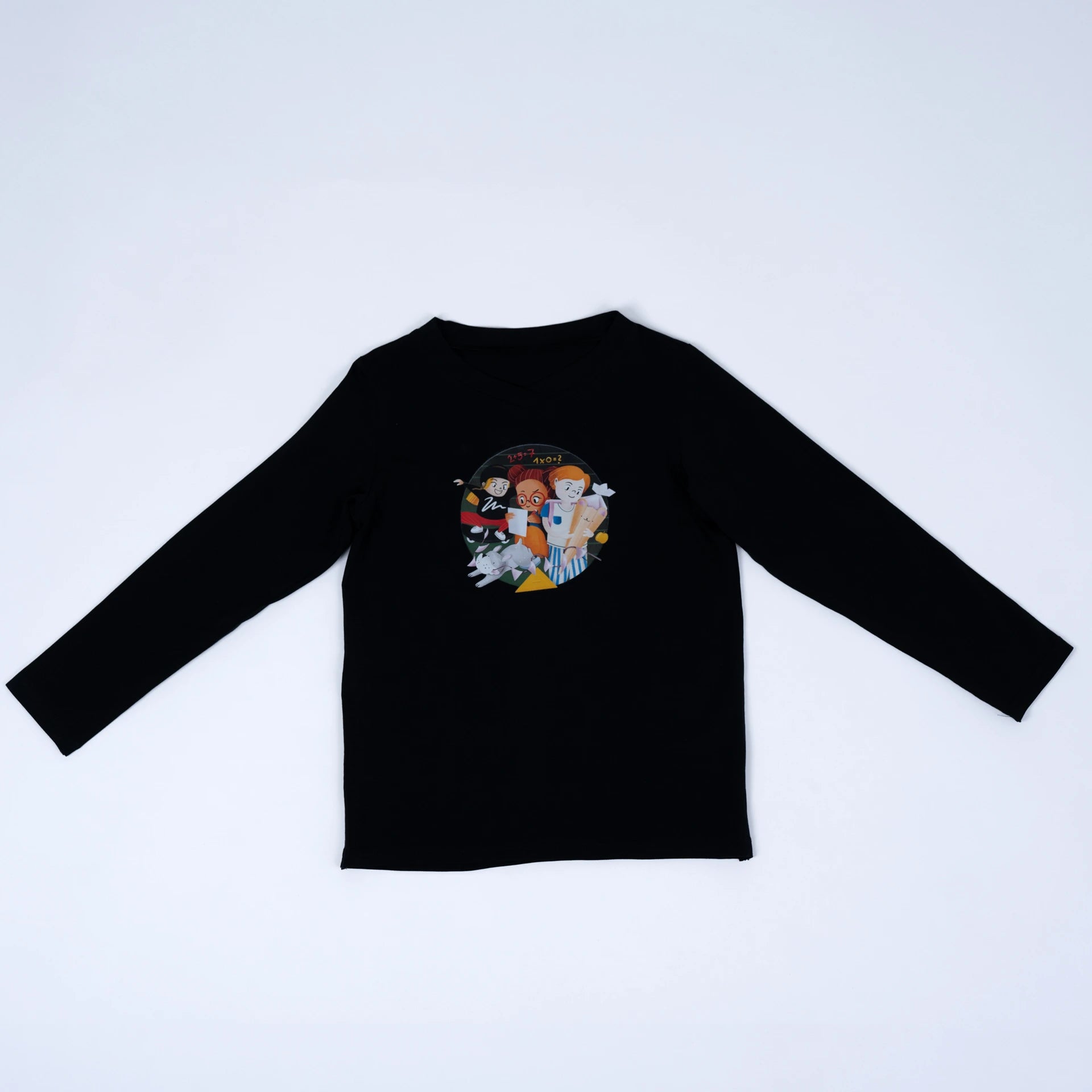 Micro Modal Langarm-Shirt für Kinder mit Schulprint, Unisex